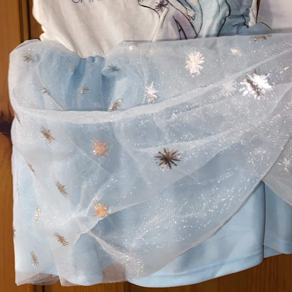 Disney Frozen II Elsa Wake Your Spirit Horse Princess Glitter Snowflake Dress 2T - Picture 3 of 8